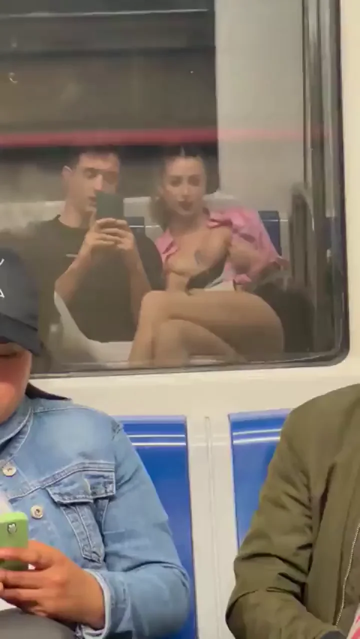 Showing tits on the public train