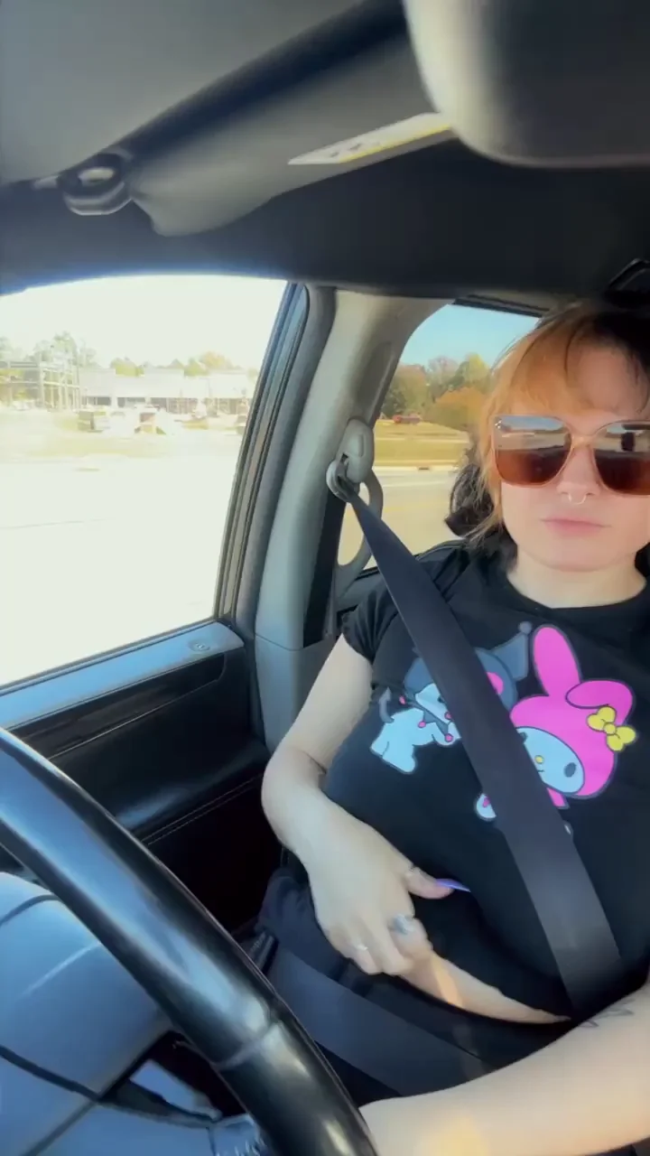 Car Titty Drop Flash with Massive Ginger Boobs