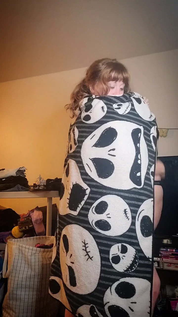 Pale GF Teases with Jack Skellington Blanket Peek-a-Boo 👻💦