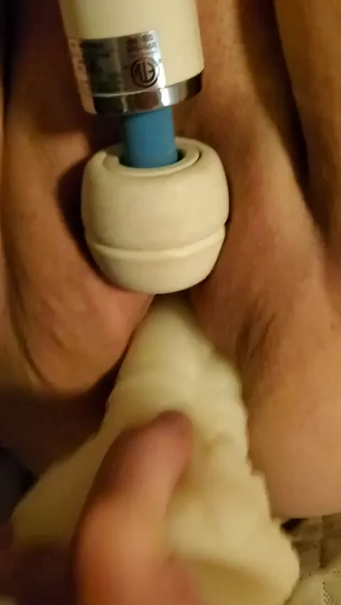 Hubby fucking me with dildo