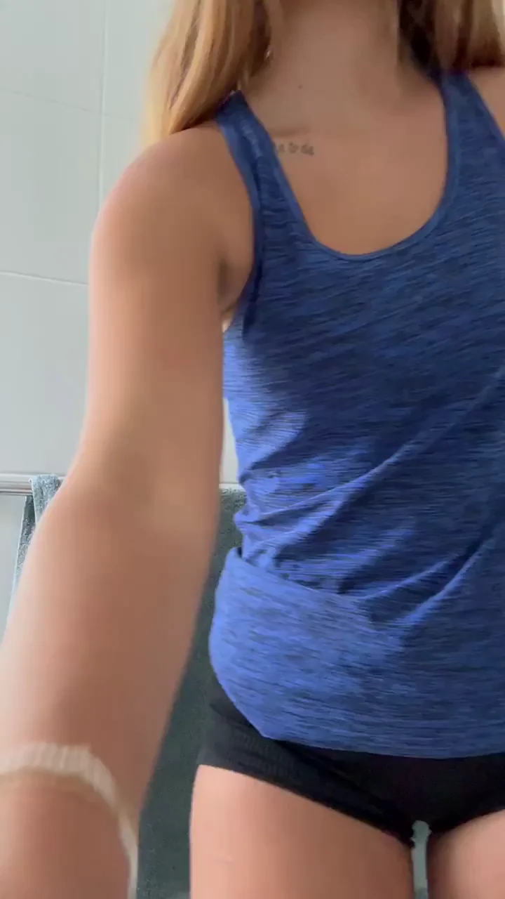 Petite Teen Slut Teases Her Massive Tits & Tight Ass in Grey Sports Bra!