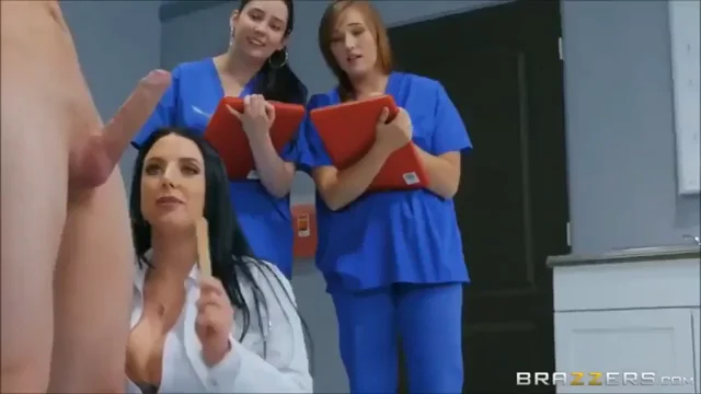Angela White doing the necessary tests while her assistants take important notes