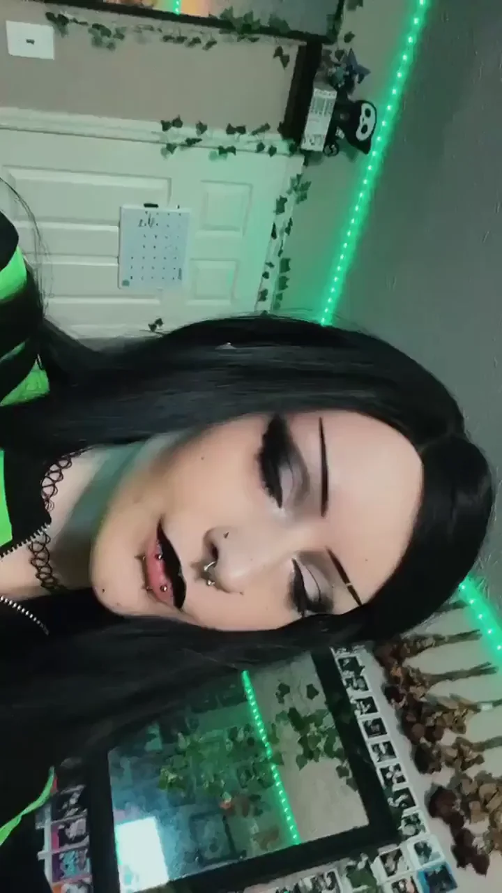 Goth Slut's Tits Out Walking Tease