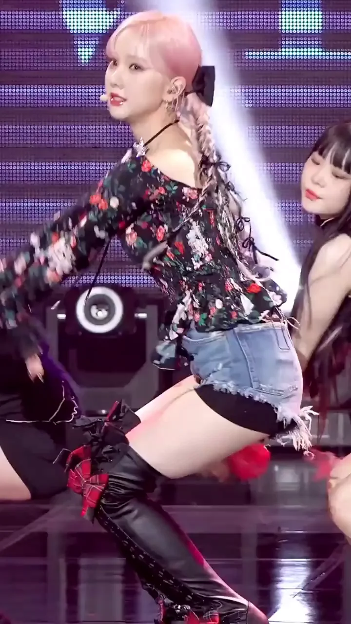 Eunha from VIVIZ Teasing in Tiny Shorts and Thigh-High Boots