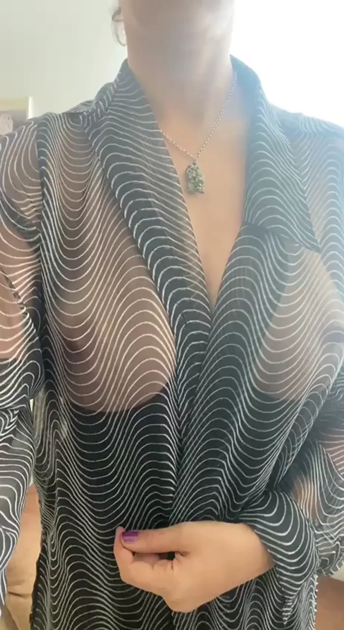 21YO Slut's Massive Natural Jugs Bursting Sheer Thong Tease