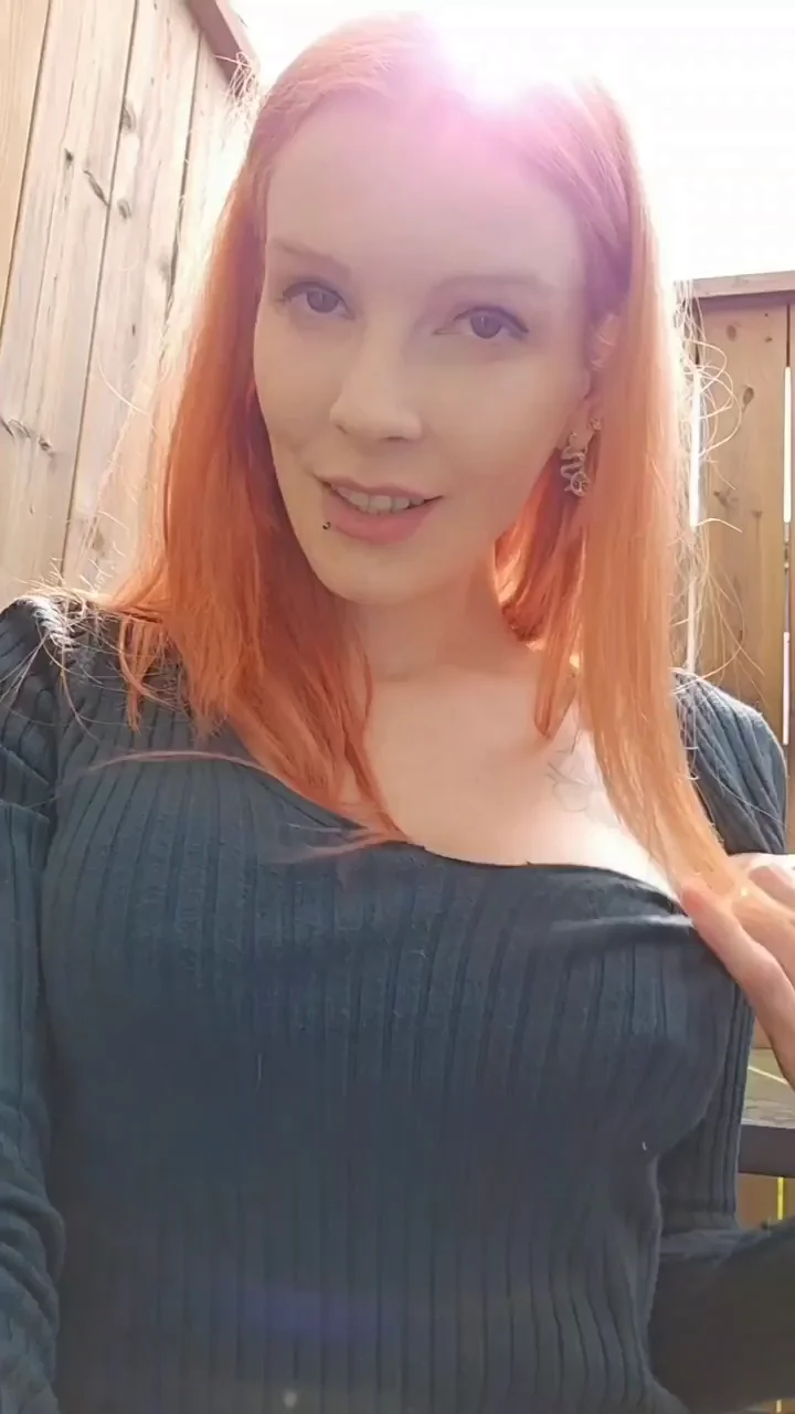 Redhead MILF Sunbathes Her Massive Pierced Pumpkins