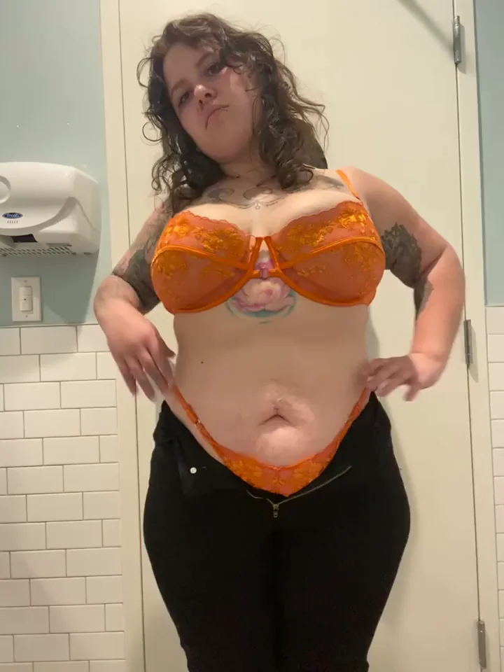 Thick PAWG Bored at Doc's Teases Massive Tits and Juicy Ass in Orange Lingerie