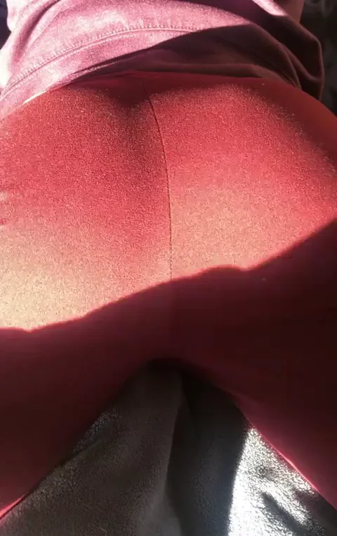 Ebony Booty Tease: Red Thong Hiding That Phat Ass Under Pants