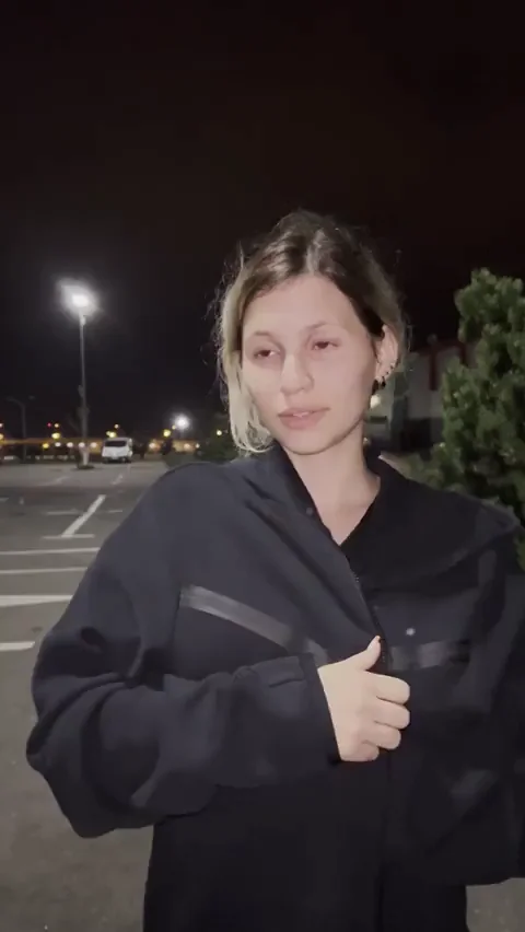 MILF Flashes Juicy Tits in Nighttime Parking Lot Tease