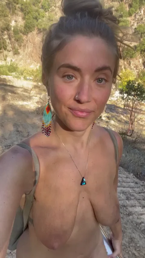 Bare-Ass Trail Tease: Big-Tit Brunette's Nude Hike Invite
