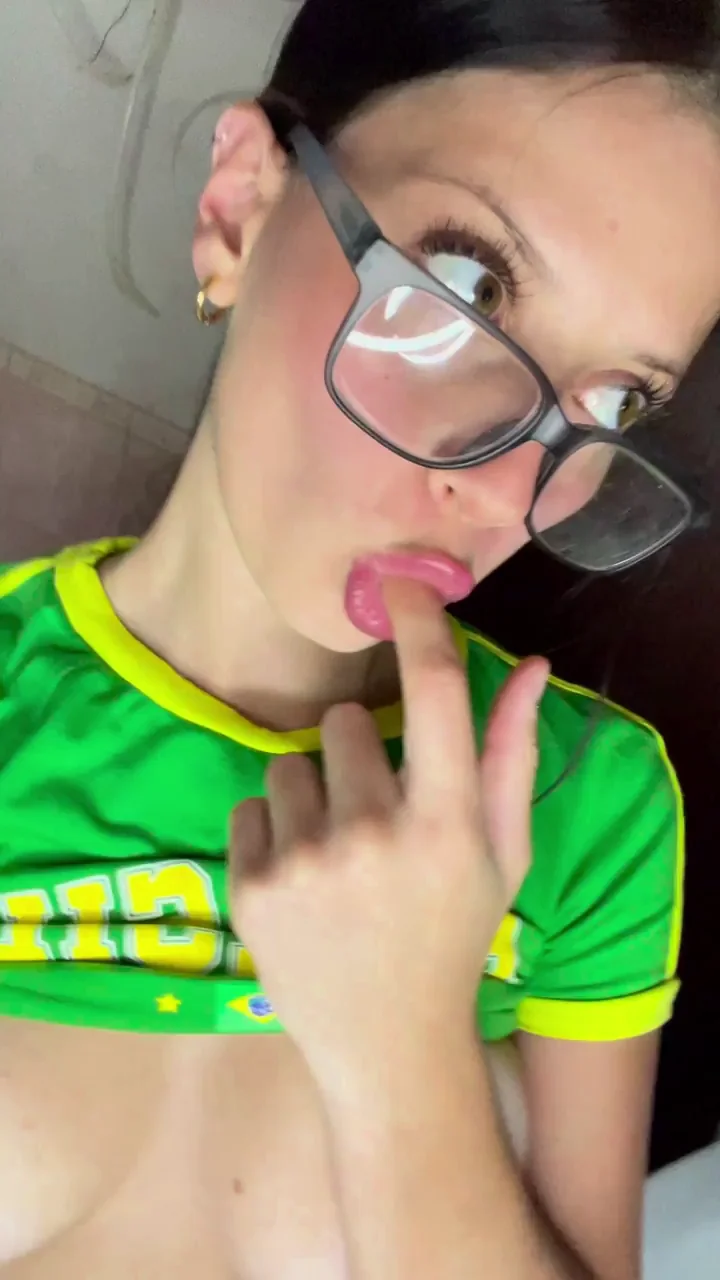 18YO Nerd Slut's Tiny Tit Tease - Tongue Out, Begging for Growth