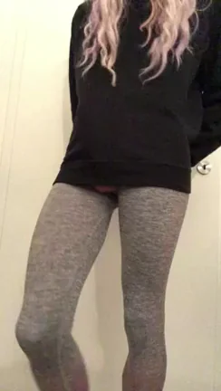 Can't Hide My Bulging Sissy Cock in These Tight Leggings