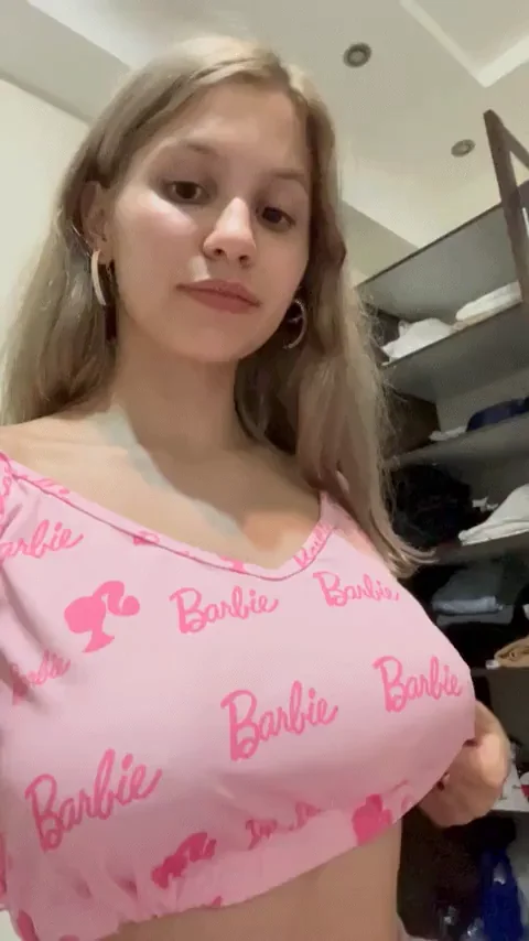 Blonde Barbie Busts Out Her Massive Tits 🤭💥
