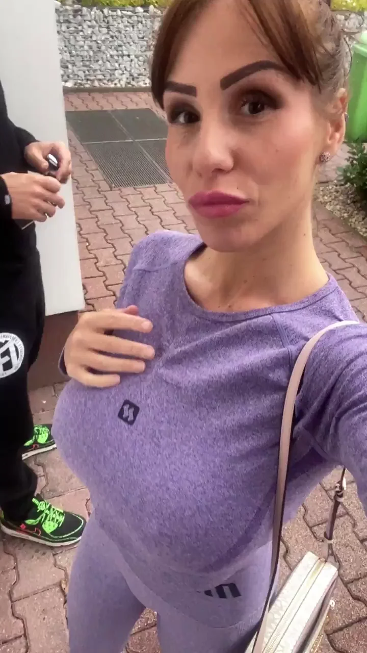 MILF Flashes Massive Tits Outdoor, Almost Caught!