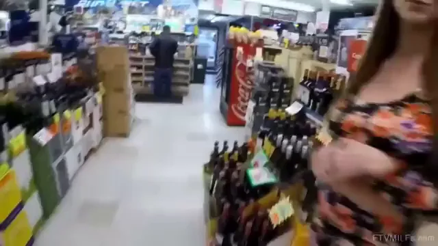 Store Slut's Massive Tit Flash in the Aisle