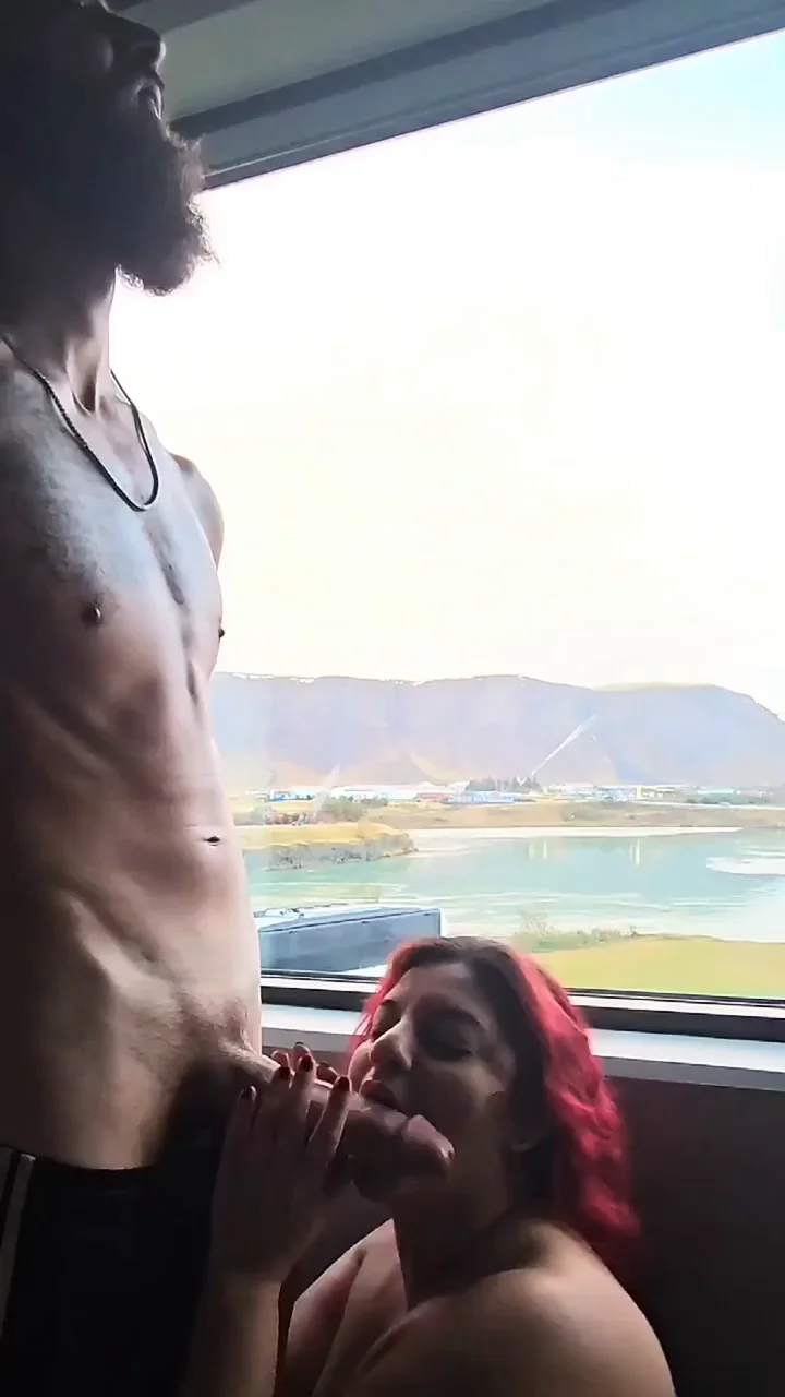 Throated with the beautiful mountains of iceland in the background
