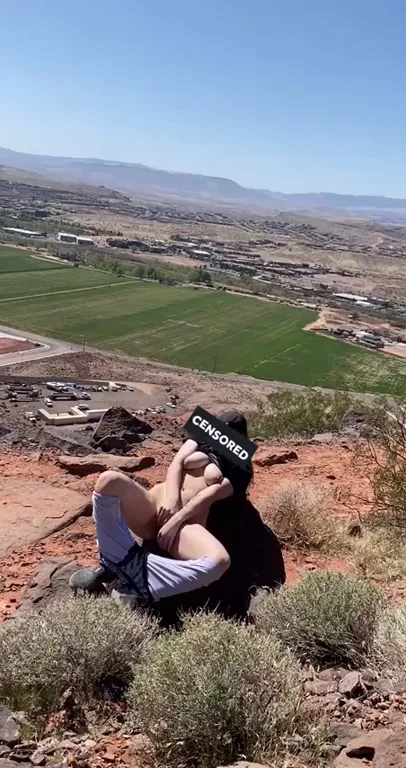 Hiker Slut's Near-Miss Public Pussy Play on Cliffside Edge