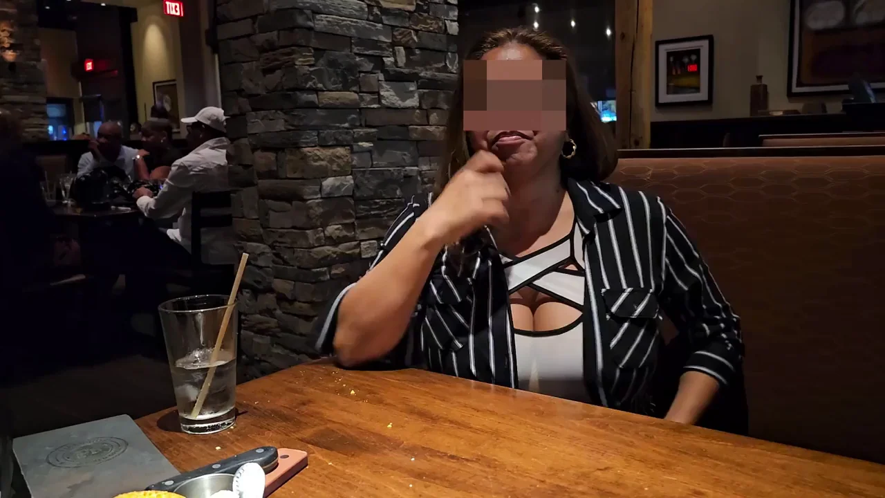Flashing Massive Titties and Dark Areolas at Pub Waiters