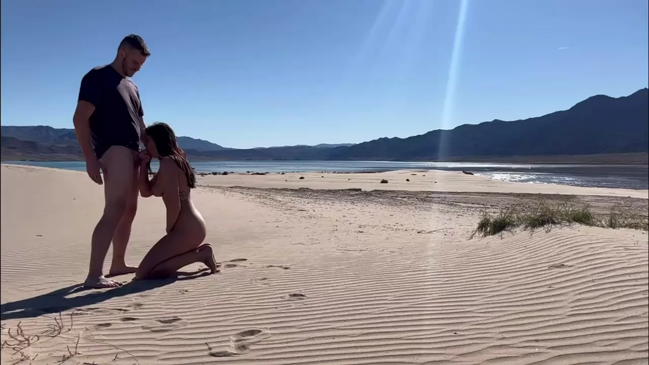 Beach blowjob