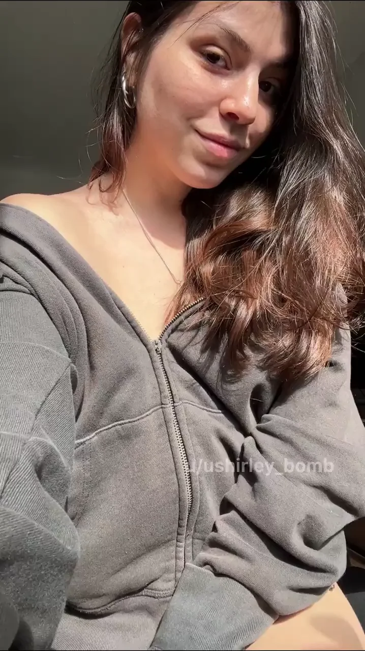 Teasing Tits in Gray Hoodie: Slutty Smile Flash ðŸ¥°