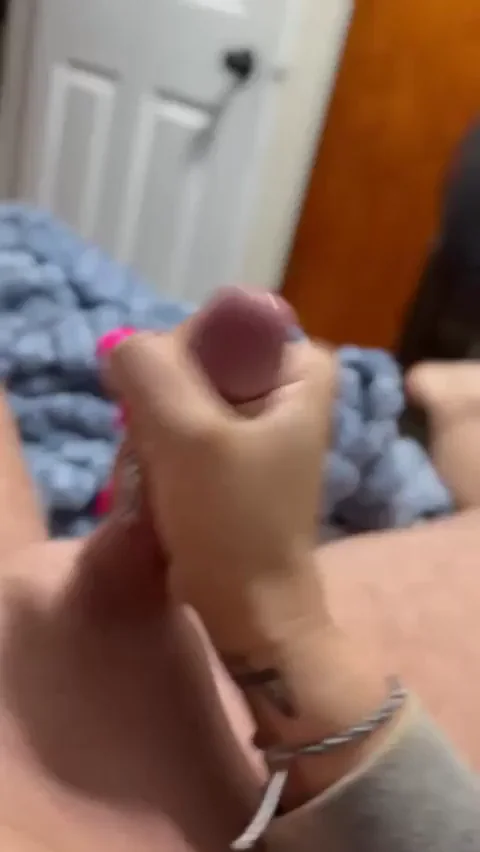 Omg he came so much from this handjob I gave him and even got it on my phone