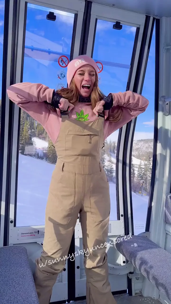 Gondola Tease: Ski Bunny Flashes Perky Tits & Teases Pussy on the Lift