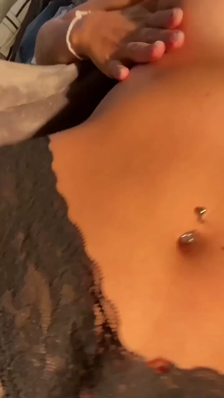 Aggressive Cuddle Tease: Ebony Belly Piercing Seduction