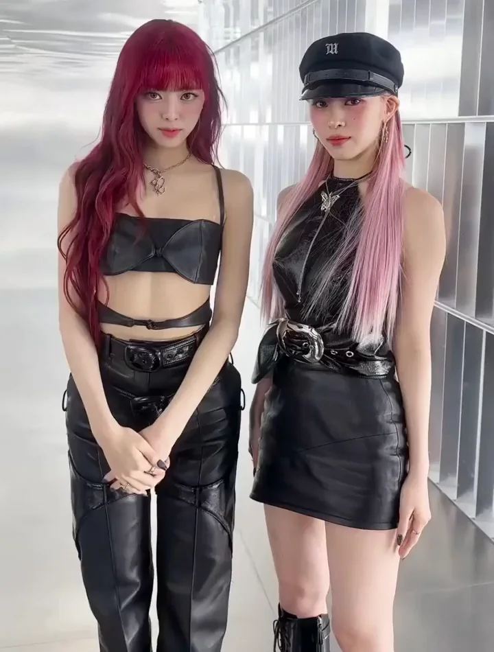 ITZY's Yuna & Ryujin: Leather-Clad Kpop Sluts Tease in Shiny Black Outfits