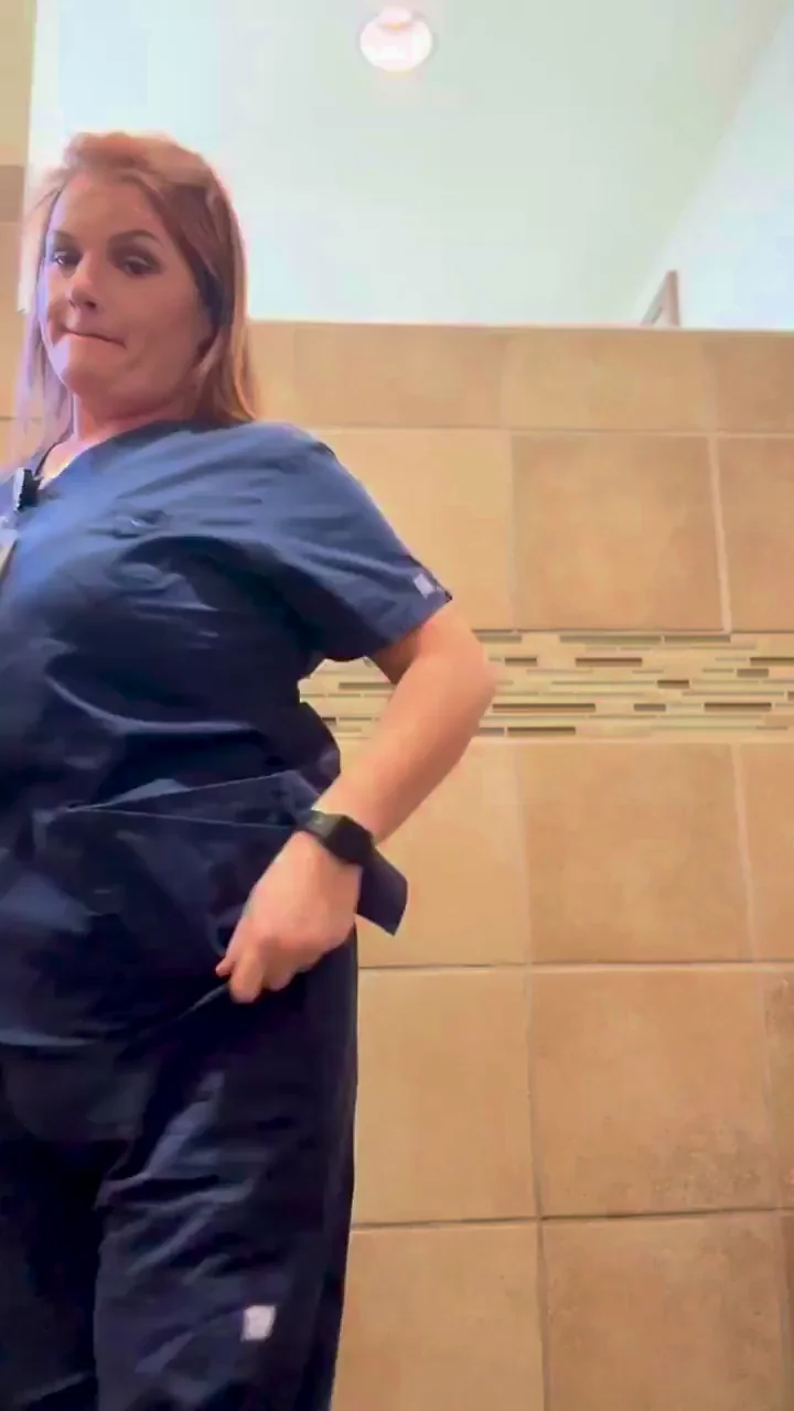 Naughty Nurse Scrub Tease: Tits Out in the Locker Room