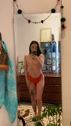 Afternoon Tease: Topless Slut in Red Thong Shows Off Her Juicy Ass