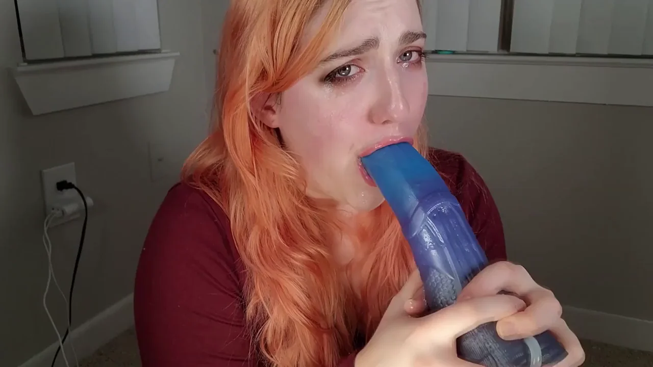 Redhead Slut's Muscle Memory Deepthroat: Devouring That Blue Beast
