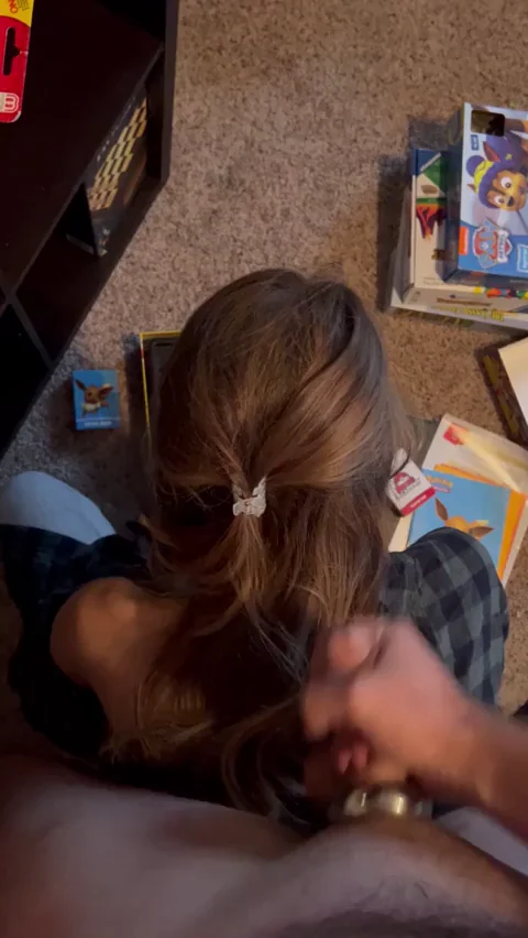 Cumming in my wife's hand while she's trying to organize board games