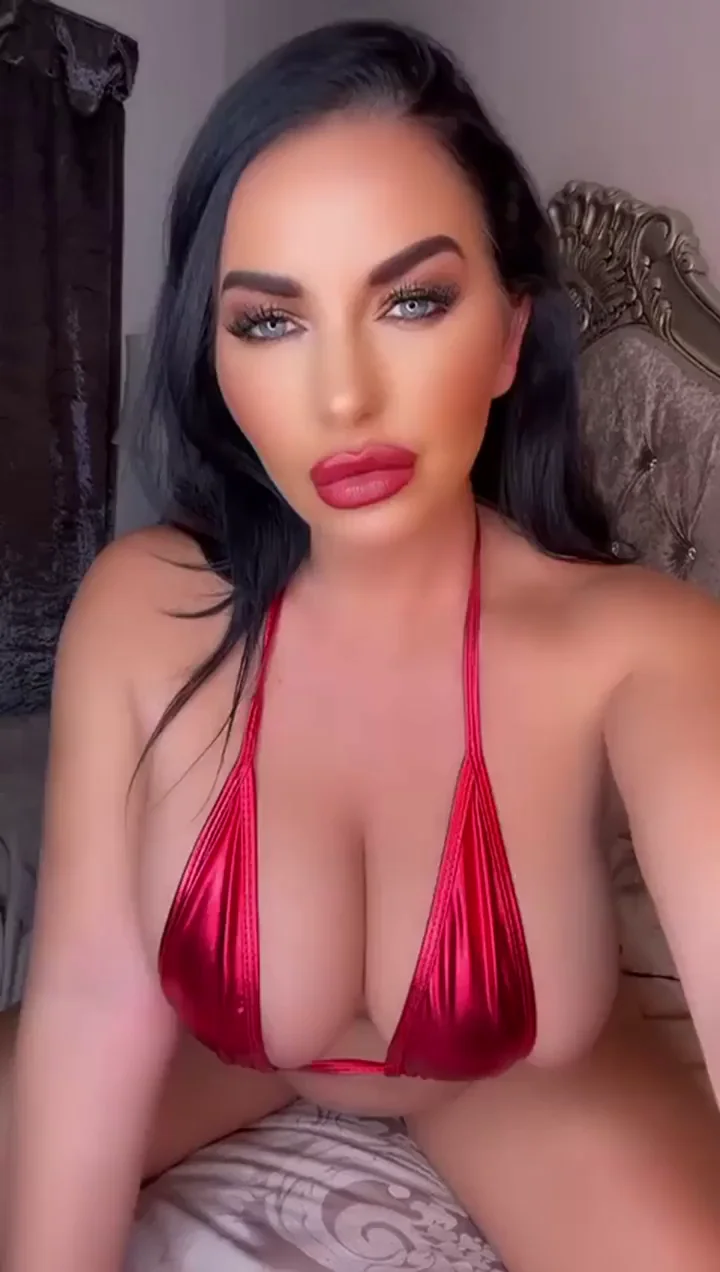 Unleashing My Massive 32GG Tits in Shiny Red Bikini Tease
