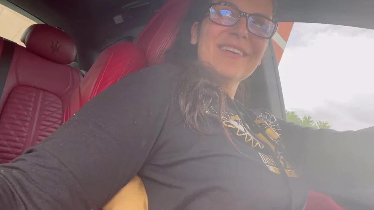 42YO Horny MILF Wife Fingers Her Dripping Pussy at Car Wash
