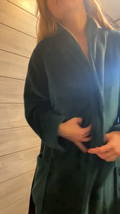 Opening my robe to show you what it's hiding