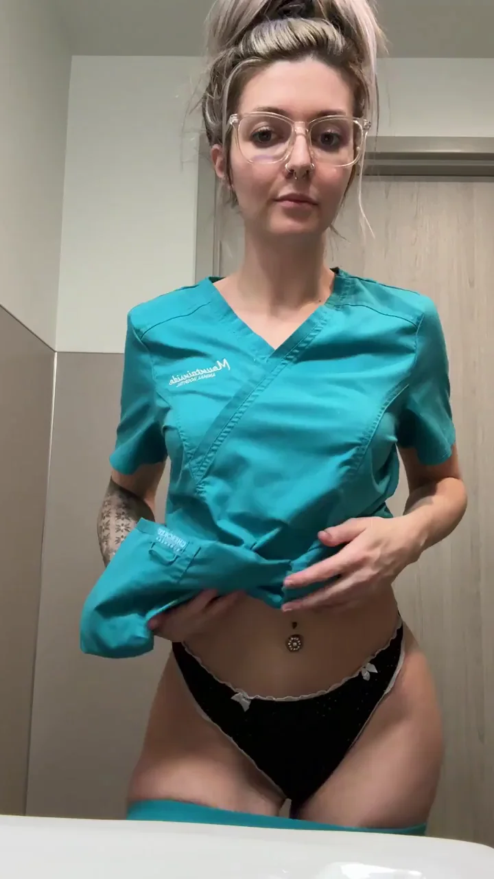 Naughty Nurse Stripping Naked at Work 🥵👩‍⚕️🍑