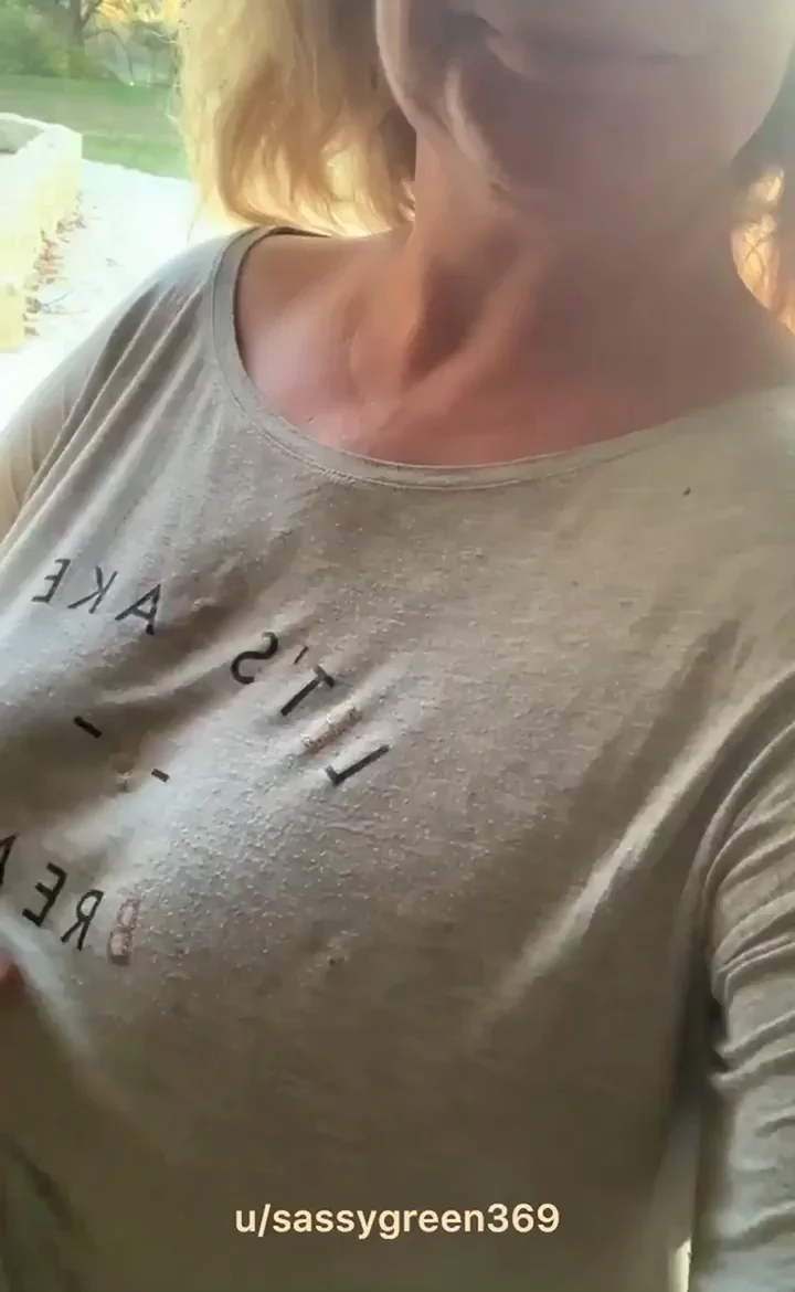 Chubby Blonde Teases Tits Outdoor: Car Voyeur Risk?