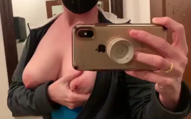 Risky Lactation Leak in Public Bathroom 💦😈👅