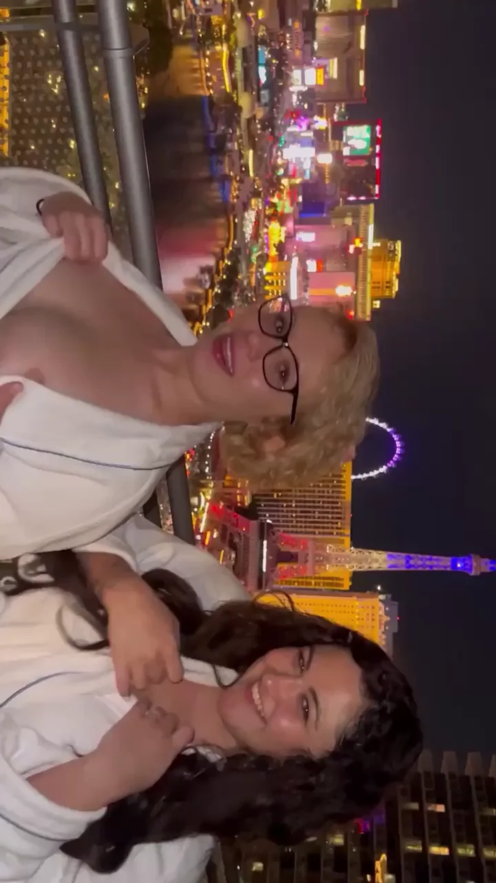🍾MFF Rooftop Threesome: Cute Blonde's 1st Balcony Fuck in Vegas🔥