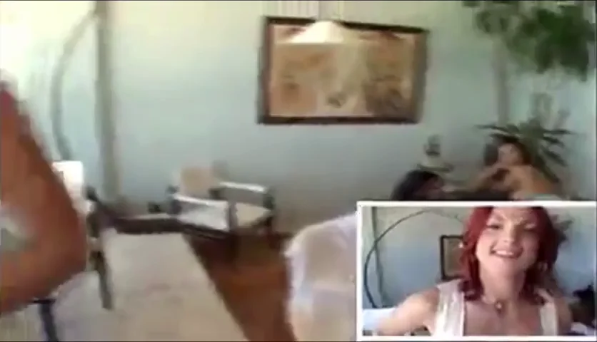 Redhead camerawoman convinced to suck cock