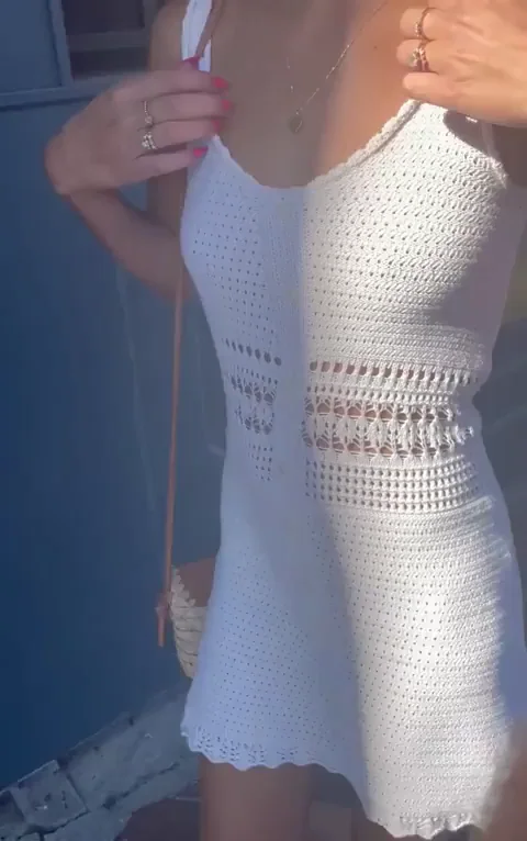 Summer break means dresses with nothing underneath