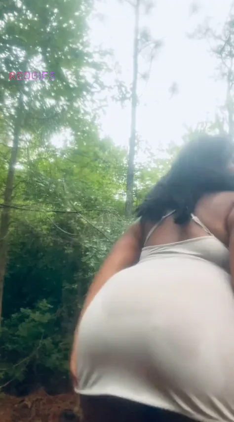 Uh Uhhh Not Yet 🍑🌳 Ebony Booty Tease in the Woods