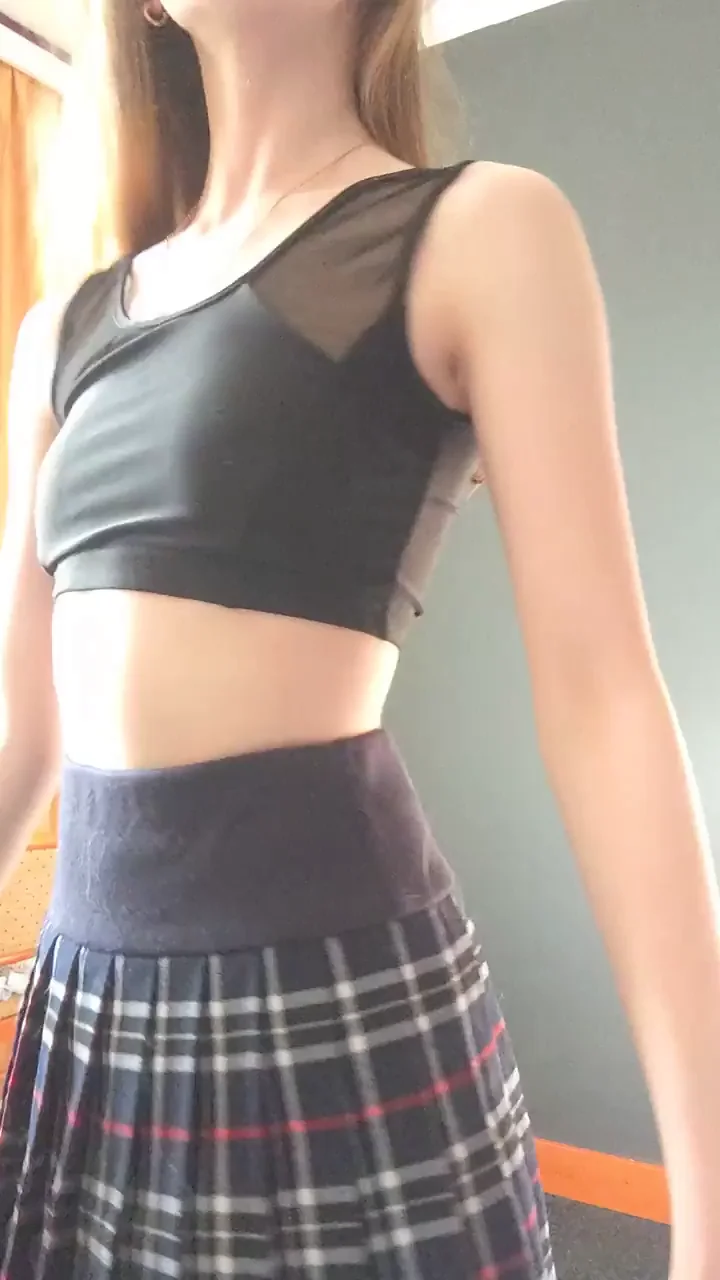 Naughty Plaid Skirt Tease: No Panties, All Ass