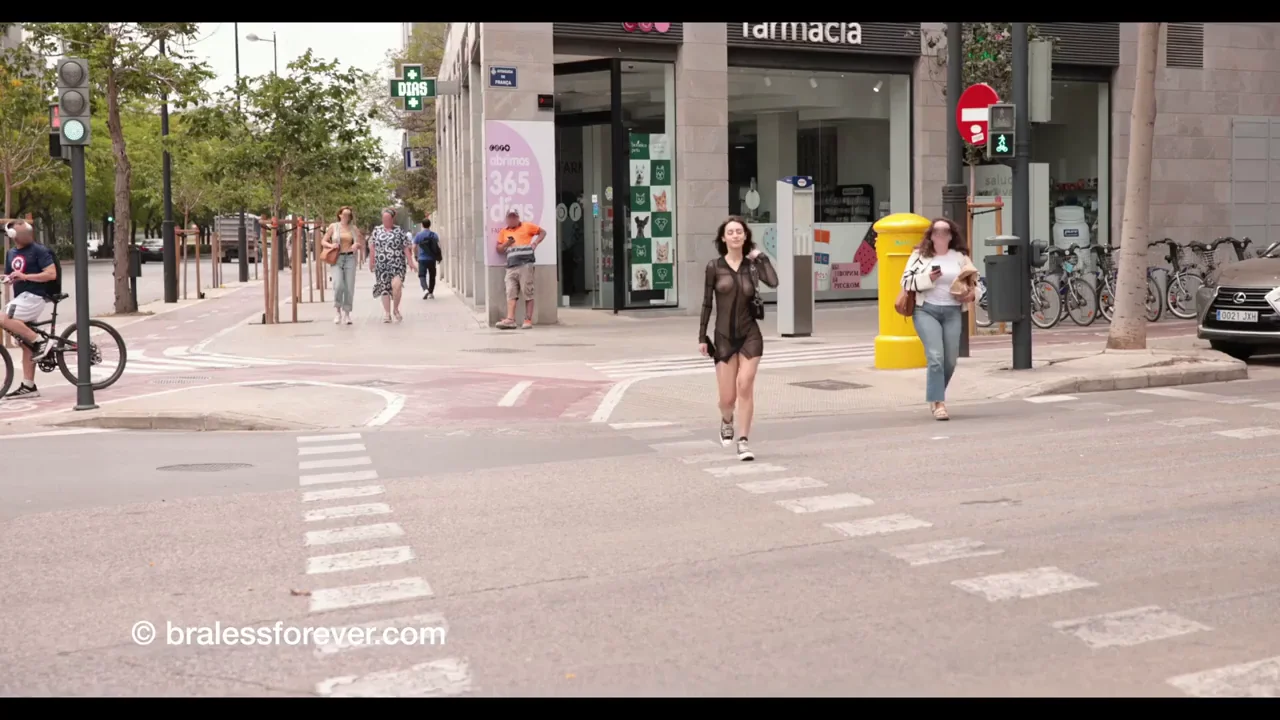 Walking around the city in a sheer dress