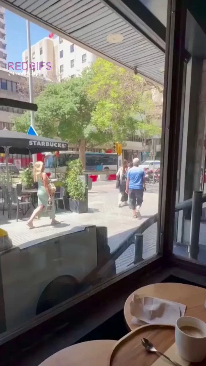 Sipping Coffee with Tits Out in Public Cafe Tease