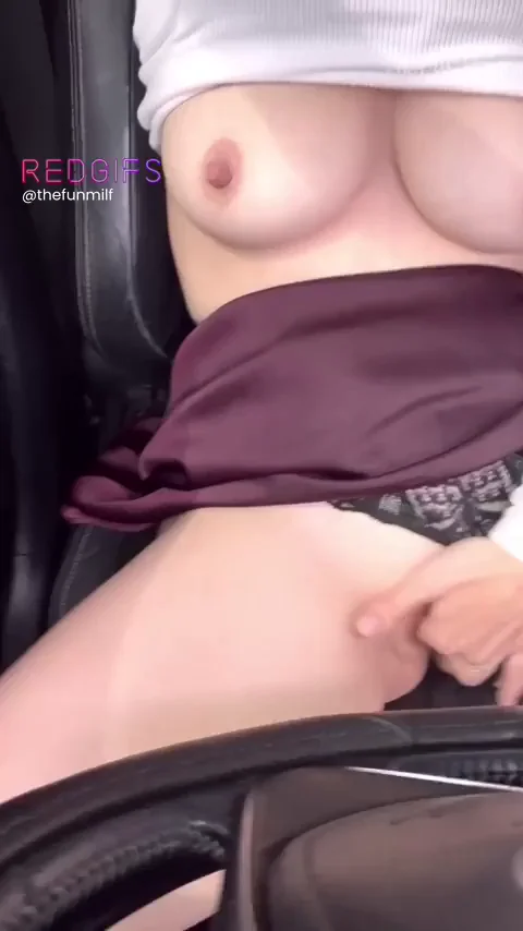 Ending Workday with Car Pussy Rubbing & Tit Flash! 🔥💦 [GIF]