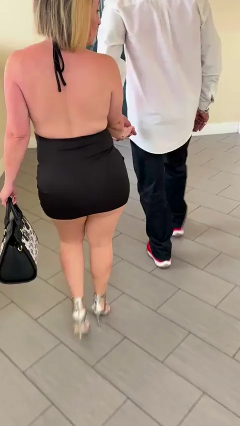 Hotwife Struts with Hung Bull 💋 Hubby Trails Like Good Cuck 😈