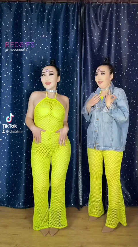 Left or Right? 😈 Neon Green Mesh Slut Twins Tease 💦