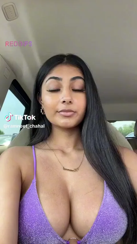 Desi TikTok Slut Flashing Massive Tits in Car