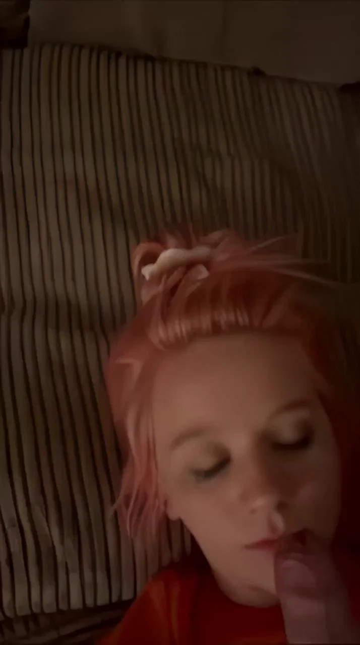 Pink-Haired GF Grimaces at Sticky Cum Surprise